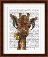 Giraffe and Flower Glasses 3 Fine Art Print