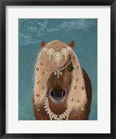 Horse Brown Pony with Bells, Portrait Fine Art Print