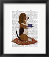 Basset Hound Taking Tea Fine Art Print