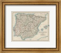 Map of Spain & Portugal Fine Art Print