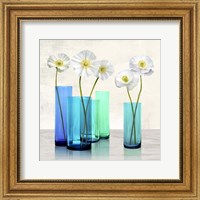 Poppies in crystal vases (Aqua I) Fine Art Print