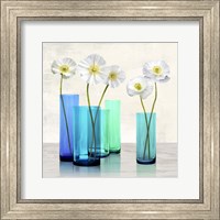 Poppies in crystal vases (Aqua I) Fine Art Print