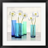 Poppies in crystal vases (Aqua I) Fine Art Print