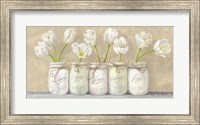 White Tulips in Mason Jars Fine Art Print