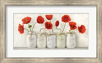 Red Poppies in Mason Jars Fine Art Print