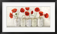 Red Poppies in Mason Jars Framed Print
