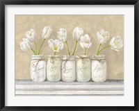 White Tulips in Mason Jars Fine Art Print