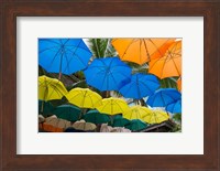 Mauritius, Port Louis, Caudan Waterfront Area With Colorful Umbrella Covering Fine Art Print