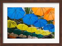 Mauritius, Port Louis, Caudan Waterfront Area With Colorful Umbrella Covering Fine Art Print