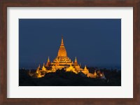Myanmar, Bagan A Giant Stupa Is Lit At Night On The Plains Of Bagan Fine Art Print
