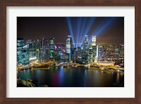 Singapore Downtown Overview At Night Fine Art Print