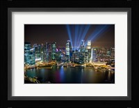 Singapore Downtown Overview At Night Fine Art Print