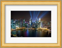 Singapore Downtown Overview At Night Fine Art Print