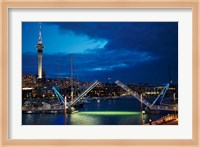 Wynyard Crossing Bridge, And Skytower, Auckland Waterfront, New Zealand Fine Art Print