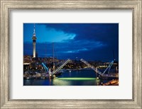 Wynyard Crossing Bridge, And Skytower, Auckland Waterfront, New Zealand Fine Art Print