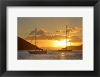 British Virgin Islands, Tortola Caribbean Sunset With Sailboats Fine Art Print