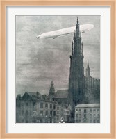 WORLD WAR I (1914-1918) First German Zeppelin Over Antwerp Fine Art Print