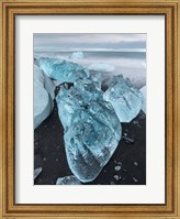 Icebergs On Black Volcanic Beach Vatnajokull, Iceland Fine Art Print