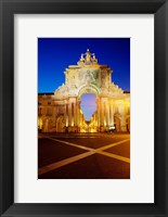Portugal, Lisbon, Rua Augusta, Commerce Square With The Night Lights Of The City Fine Art Print