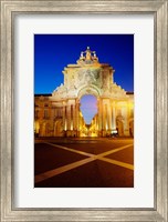 Portugal, Lisbon, Rua Augusta, Commerce Square With The Night Lights Of The City Fine Art Print
