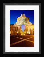 Portugal, Lisbon, Rua Augusta, Commerce Square With The Night Lights Of The City Fine Art Print