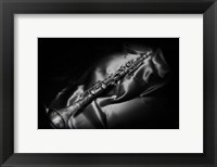 Black And White Still-Life Image Of A Brass Clarinet Fine Art Print