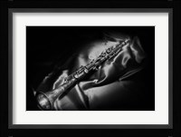 Black And White Still-Life Image Of A Brass Clarinet Fine Art Print