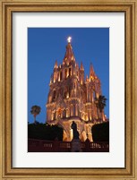 Mexico, San Miguel De Allende Cathedral Of San Miguel Archangel Lit Up At Night Fine Art Print