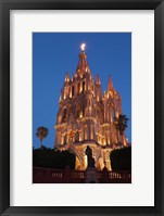 Mexico, San Miguel De Allende Cathedral Of San Miguel Archangel Lit Up At Night Fine Art Print