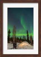 Alaska, Fairbanks A Quinzee Snow Shelter And Aurora Borealis Fine Art Print