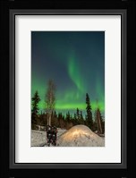 Alaska, Fairbanks A Quinzee Snow Shelter And Aurora Borealis Fine Art Print