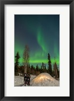 Alaska, Fairbanks A Quinzee Snow Shelter And Aurora Borealis Fine Art Print