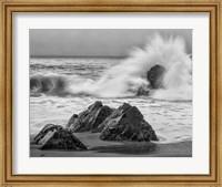 California, Garrapata Beach, Crashing Surf (BW) Fine Art Print