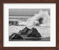 California, Garrapata Beach, Crashing Surf (BW) Fine Art Print