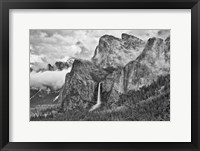 California, Yosemite, Bridalveil Falls (BW) Fine Art Print