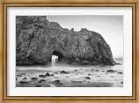 California, Pfeiffer Beach, Rocky Cliff (BW) Fine Art Print