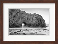 California, Pfeiffer Beach, Rocky Cliff (BW) Fine Art Print