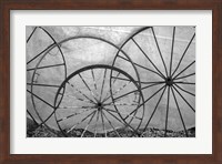 Old Metal Wagon Wheels (BW) Fine Art Print