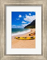Sea Kayaks On Milolii Beach, Island Of Kauai, Hawaii Fine Art Print