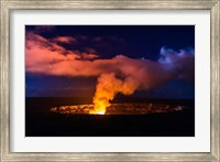 Lava Steam Vent Glowing At Night In The Halemaumau Crater, Hawaii Fine Art Print