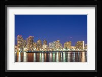 Waikiki Skyline At Night, Honolulu, Hawaii Framed Print