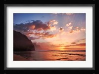 Sunset Along The Coast Of Kauai, Hawaii Framed Print