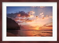 Sunset Along The Coast Of Kauai, Hawaii Fine Art Print