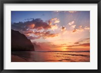 Sunset Along The Coast Of Kauai, Hawaii Framed Print