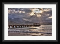 Hanalei Pier At Sunset, Maui, Hawaii Framed Print