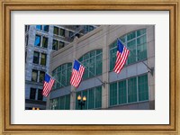 Flags Hanging Outside An Office Building, Chicago, Illinois Fine Art Print