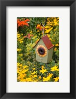Sunflower Birdhouse In Garden Fine Art Print