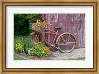 Old Bicycle With Flower Basket, Marion County, Illinois Fine Art Print