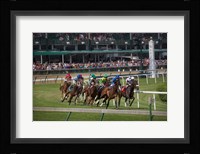 Horses Racing On Turf At Churchill Downs, Kentucky Framed Print