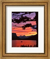 St Mary Lake And Wild Goose Island At Sunset Fine Art Print